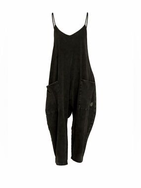 Free People Stonewashed Black Dropped Crotch Harem Jumpsuit Pockets